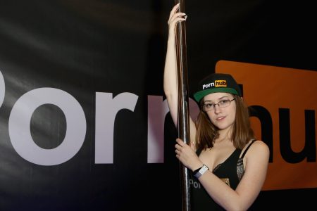 Adult film actress Lindsey Love poses in the Pornhub booth during the 2018 AVN Adult Expo at the Hard Rock Hotel & Casino on January 25, 2018 in Las Vegas, Nevada.  (Photo by Gabe Ginsberg/FilmMagic)
