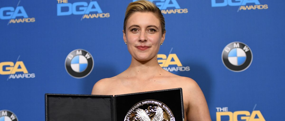 Director Greta Gerwig, recipient of the Nomination Medallion for Outstanding Directorial Achievement in Feature Film for 'Lady Bird', poses in the press room at the 2018 DGA Awards at the Beverly Hilton, on February 3, 2018, in Beverly Hills, California. (Photo credit should read ROBYN BECK/AFP/Getty Images)