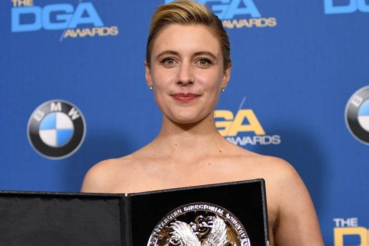 Director Greta Gerwig, recipient of the Nomination Medallion for Outstanding Directorial Achievement in Feature Film for 'Lady Bird', poses in the press room at the 2018 DGA Awards at the Beverly Hilton, on February 3, 2018, in Beverly Hills, California. (Photo credit should read ROBYN BECK/AFP/Getty Images)