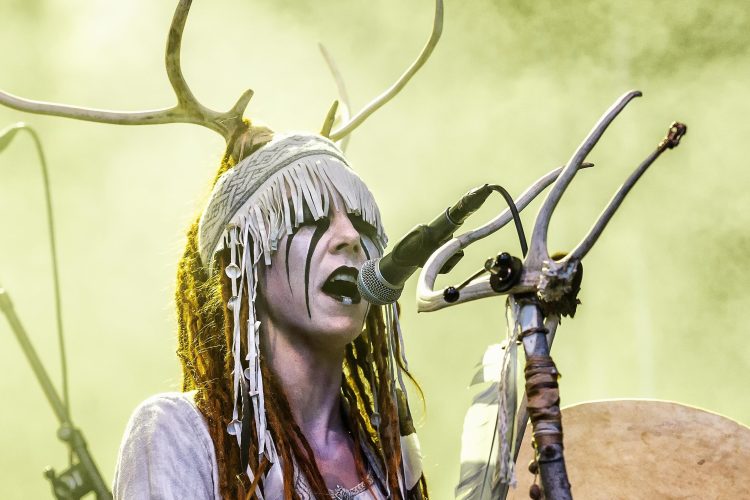 The Scandinavian alternative metal band Heilung performs a live concert at during the Norwegian metal festival Midgardsblot Festival 2017 in Borre. (Photo by: Gonzales Photo/PYMCA/Avalon/UIG via Getty Images)