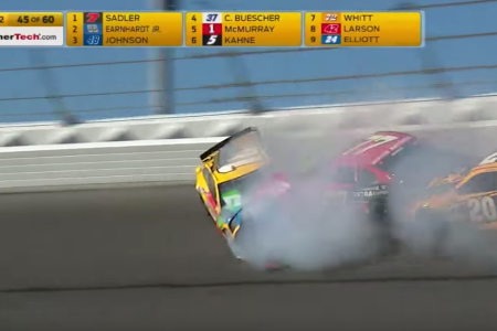 Dale Earnhardt Jr. crashes at the Daytona 500 in 2017. (Fox Sports/YouTube)