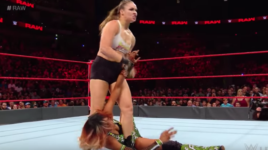 Ronda Rousey fighting on "Monday Night Raw." (YouTube/WWE)
