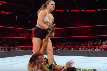 Ronda Rousey fighting on "Monday Night Raw." (YouTube/WWE)