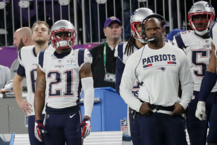 MINNEAPOLIS, MN - FEBRUARY 4: New England Patriots Malcolm Butler stands on sideline during 4th quarter of Super Bowl LII. The New England Patriots play the Philadelphia Eagles in Super Bowl LII at US Bank Stadium in Minneapolis on Feb. 4, 2018. (Photo by Barry Chin/The Boston Globe via Getty Images)