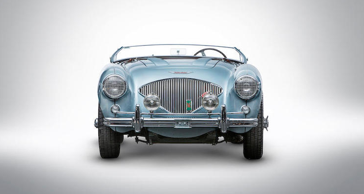 The 1956 Austin-Healey 100M Factory “Le Mans” Roadster that’s crossing the block at the Zoute Sale on October 5. (Bonhams)