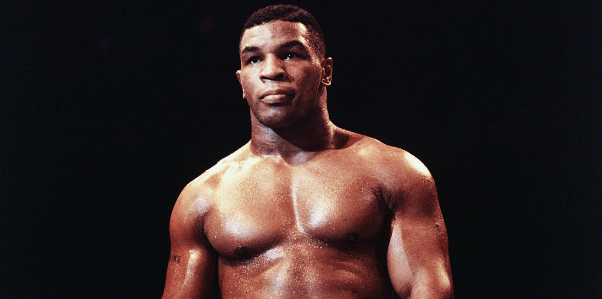 Uniondale, New York: Mike Tyson, a heavyweight contender, warms up before a fight. (Getty)