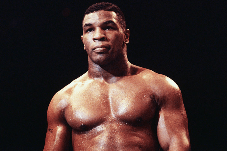 Uniondale, New York: Mike Tyson, a heavyweight contender, warms up before a fight. (Getty)