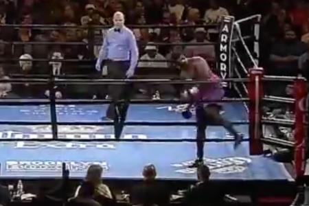 Curtis Harper ducks out of his match against Efe Ajagba just after the opening bell. (FSI/Twitter)