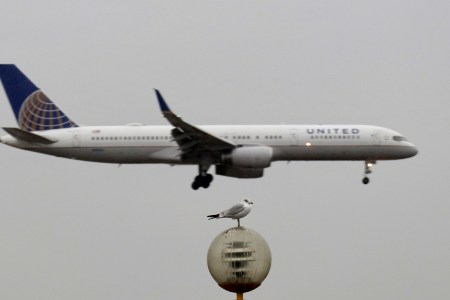 A United Airlines airplane makes its approach to Newark Liberty Aiprot on February 24, 2018 ias seen from Elizabeth, New Jersey. (Photo by Gary Hershorn/Getty Images)