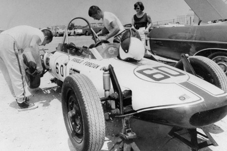 Jack Rabod and John Snoke get car ready for a race at Bridgehampton Race Track. The track grounds now play host to a lavish car show.  (Photo by John Roca/NY Daily News Archive via Getty Images)