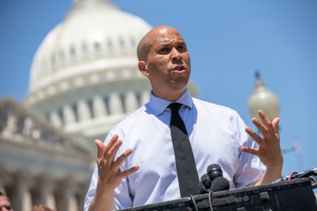 Sen. Cory Booker (D-NJ) speaks during a news conference regarding the separation of immigrant children at the U.S. Capitol on July 10, 2018 in Washington, DC. Booker recently spoke about his potential interest in one day becoming president. (Photo by Alex Edelman/Getty Images)