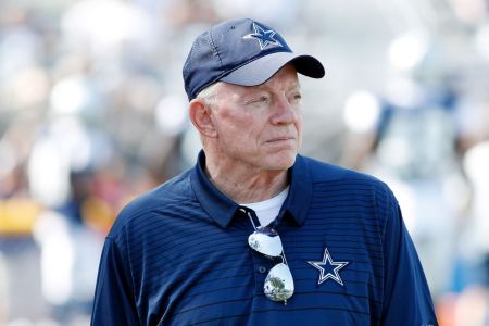 OXNARD, CA - AUGUST 04:  Dallas Cowboys owner Jerry Jones is seen during training camp at River Ridge Playing Fields on August 4, 2018 in Oxnard, California.  (Photo by Josh Lefkowitz/Getty Images)