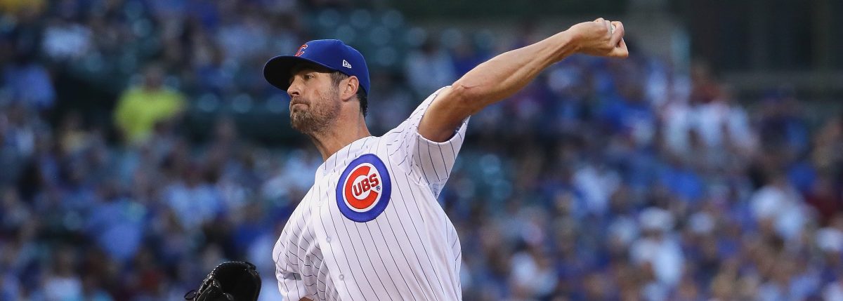 Cole Hamels #35 of the Chicago Cubs pitches on his way to a complete game win over the Cincinnati Reds at Wrigley Field on August 23, 2018 in Chicago, Illinois. (Photo by Jonathan Daniel/Getty Images)