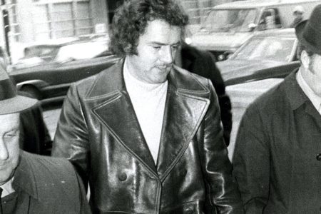 Francis Salemme is brought into Boston Police Headquarters on December 18, 1972 for the murder of Wimpy Bennett. (Photo by Ed Farrand/The Boston Globe via Getty Images)
