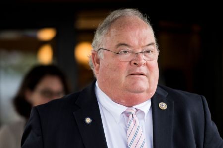 UNITED STATES - MAY 16: Rep. Billy Long, R-Mo., leaves the House Republican Conference meeting at the Capitol Hill Club on Wednesday, May 16, 2018. (Photo By Bill Clark/CQ Roll Call)