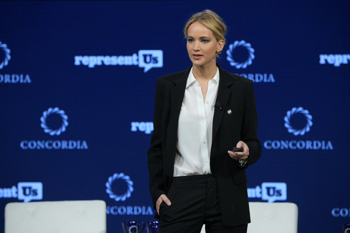 Actor and Board Member of RepresentUs Jennifer Lawrence speaks onstage during the 2018 Concordia Annual Summit - Day 2 at Grand Hyatt New York on September 25, 2018 in New York City.  Lawrence has recently been working with Represent.Us during her year-long sabbatical from acting. (Photo by Leigh Vogel/Getty Images for Concordia Summit)