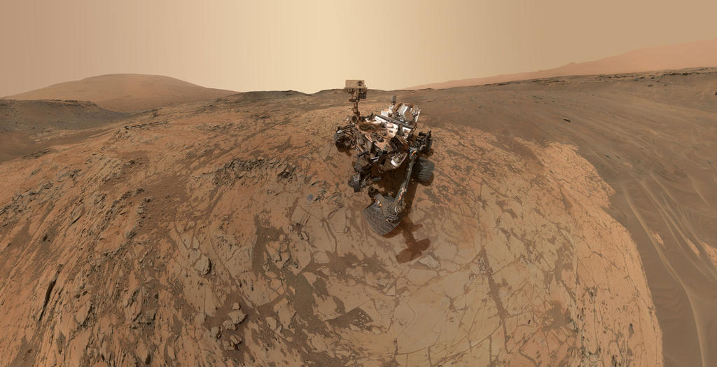 This self-portrait of NASA's Curiosity Mars rover shows the vehicle at the "Mojave" site. Curiosity and the Opportunity are both currently undergoing technical problems on Mars.  (Photo by NASA/JPL-Caltech/MSSS via Getty Images)