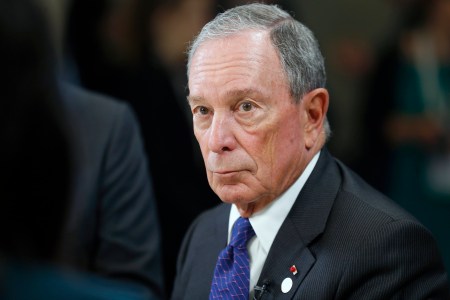 Special envoy to the United Nations for climate change Michael Bloomberg speaks to a journalist during the One Planet Summit at the Seine Musicale on the Ile Sequin on December 12 in Boulogne-Billancourt, France. Around 50 world leaders and environmental activists are taking part in a major climate summit in Paris called "One Planet Summit" two years after Paris Agreement Cop 21.  (Photo by Chesnot/Getty Images)