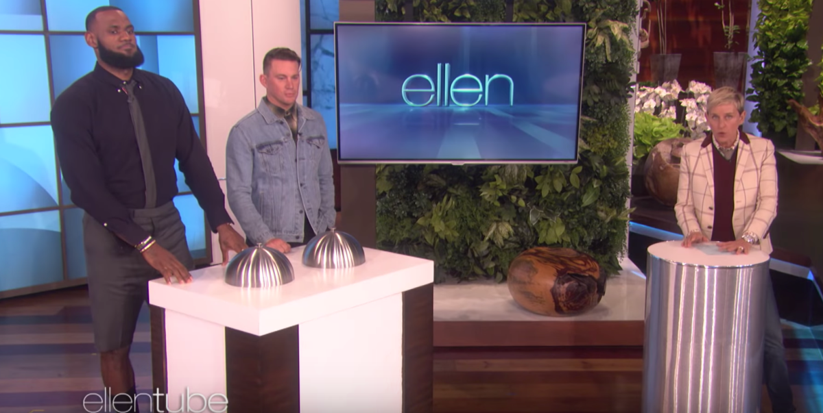 LeBron James and Channing Tatum appear on "Ellen." (EllenTube/YouTube)