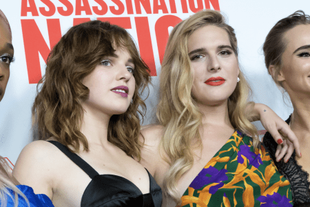 HOLLYWOOD, CALIFORNIA - SEPTEMBER 12: (L-R) Abra, Odessa Young, Hari Nef and Suki Waterhouse attend the Premiere Of Neon And Refinery29's 'Assassination Nation' at ArcLight Hollywood on September 12, 2018 in Hollywood, California. (Photo by Greg Doherty/Getty Images)