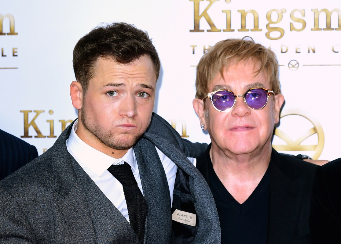 Taron Egerton and Elton John attending the World Premiere of Kingsman: The Golden Circle, at Cineworld in Leicester Square, London. Egerton will play Elton John in the biopic "Rocketman." (Photo by Ian West/PA Wire)