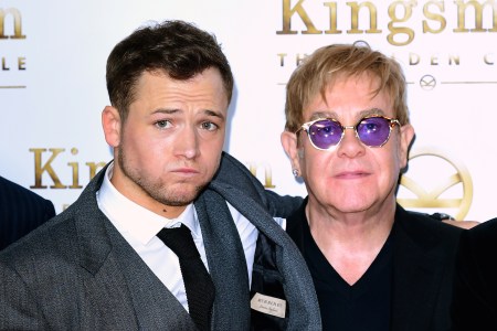 Taron Egerton and Elton John attending the World Premiere of Kingsman: The Golden Circle, at Cineworld in Leicester Square, London. Egerton will play Elton John in the biopic "Rocketman." (Photo by Ian West/PA Wire)