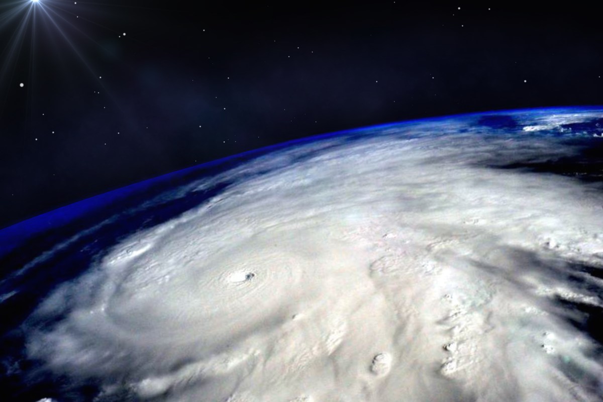 Hurricane typhoon over planet Earth viewed from space. Elements of image are furnished by NASA. Photographs of Typhoon Trami were recently captured from the International Space Station. (Photo by Elen11/iStock/Getty Images)