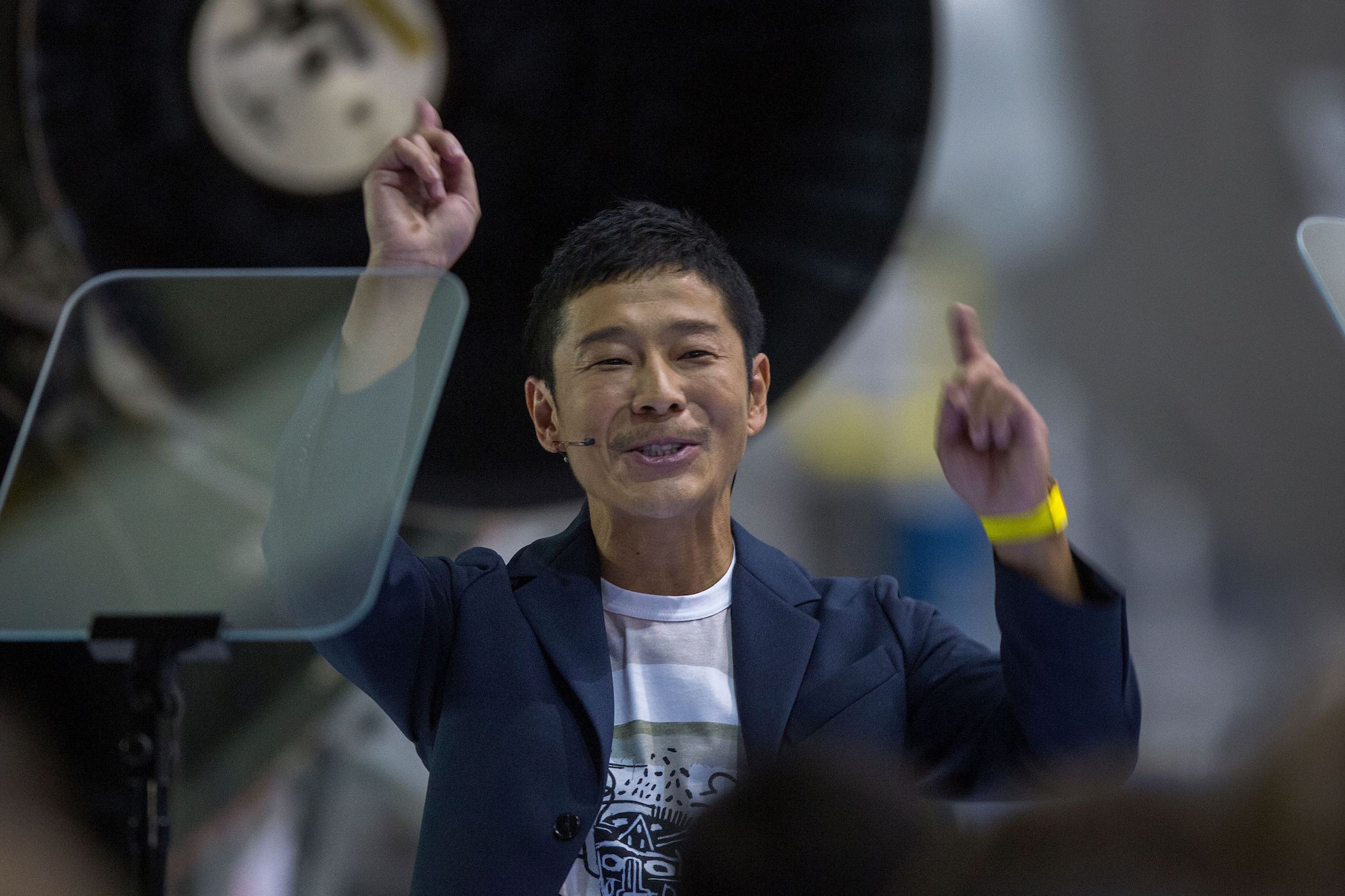 Japanese billionaire Yusaku Maezawa at the SpaceX headquarters and rocket factory on September 17, 2018 in Hawthorne, California. (Photo by DAVID MCNEW/AFP/Getty Images)