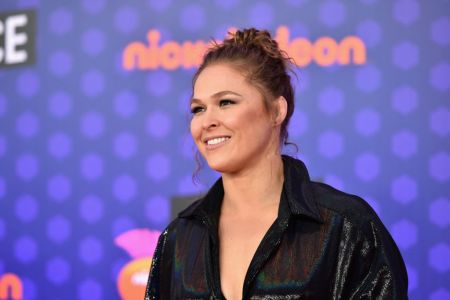 SANTA MONICA, CA - JULY 19:  Wrestler Ronda Rousey attends the Nickelodeon Kids' Choice Sports 2018 at Barker Hangar on July 19, 2018 in Santa Monica, California.  (Photo by Alberto E. Rodriguez/Getty Images For Nickelodeon)