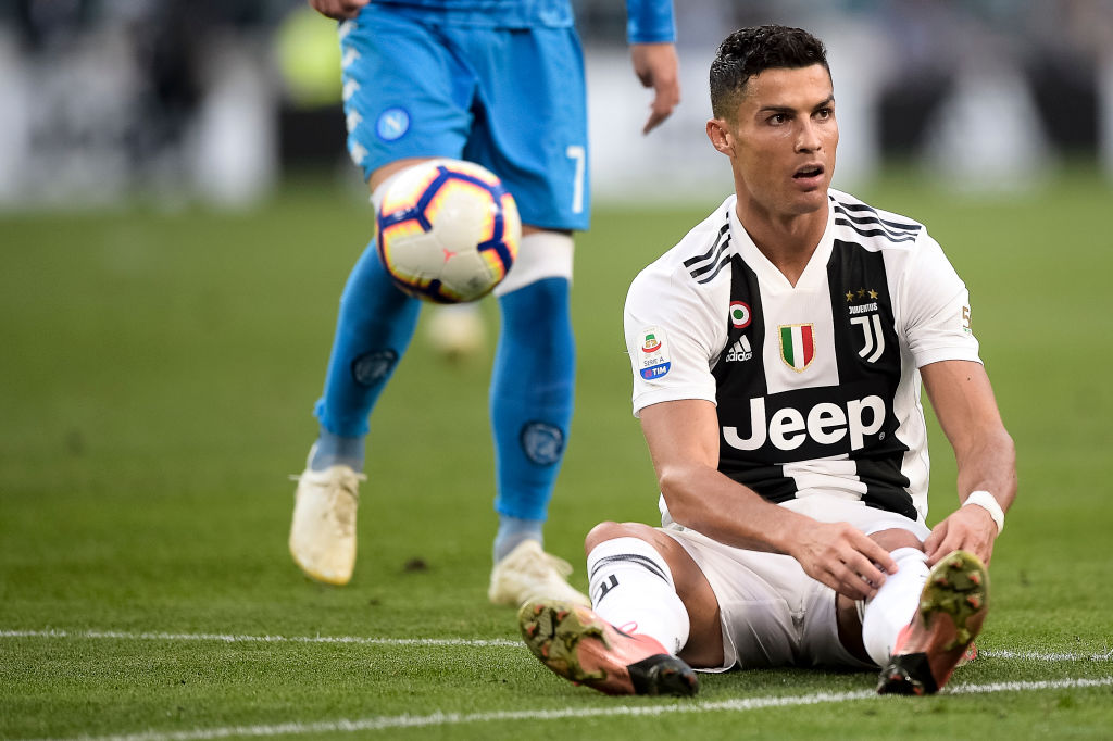 Cristiano Ronaldo of Juventus FC looks dejected during the Serie A football match between Juventus FC and SSC Napoli. Juventus FC won 3-1 over SSC Napoli. (Photo by Nicolò Campo/LightRocket via Getty Images)