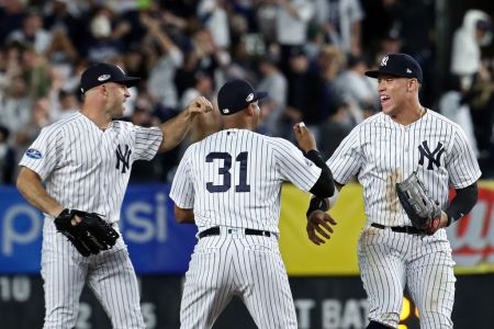 NEW YORK, NEW YORK - OCTOBER 03: Chad Pinder #18 of the Oakland Athletics looks on after losing against the New York Yankees during the American League Wild Card Game at Yankee Stadium on October 03, 2018 in the Bronx borough of New York City. (Photo by Al Bello/Getty Images)