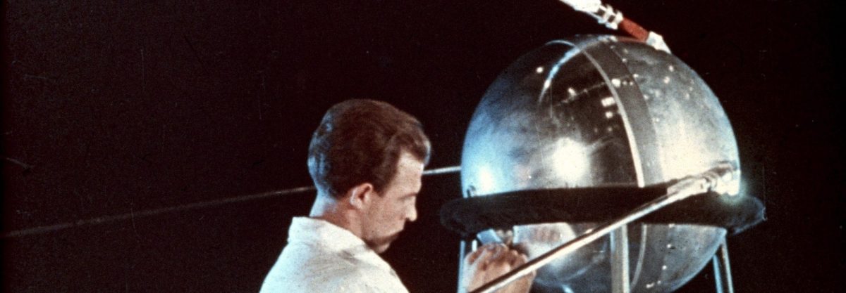 Soviet technician working on sputnik 1, 1957. (Photo by: Sovfoto/UIG via Getty Images)