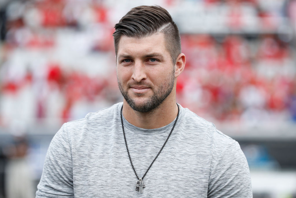 JACKSONVILLE, FL - OCTOBER 28: Former Florida Gators quarterback Tim Tebow looks on before a game against the Georgia Bulldogs at EverBank Field on October 28, 2017 in Jacksonville, Florida. Georgia defeated Florida 42-7. (Photo by Joe Robbins/Getty Images)