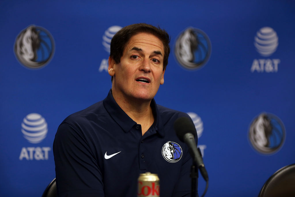 DALLAS, TEXAS - FEBRUARY 26: Team owner Mark Cuban looks on during a press conference to introduce Cynthia Marshall as the new Dallas Mavericks Interim CEO at American Airlines Center on February 26, 2018 in Dallas, Texas. (Photo by Omar Vega/Getty Images)