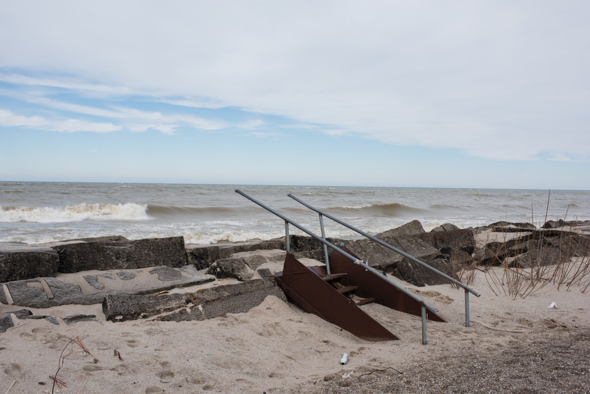 A view of Lake Erie the parking lot of Walnut Beach in Ashtabula, Ohio on Sunday, February 25th, 2018. Pieces of the oldest shipwreck in Lake Erie may have recently been recovered. (Dustin Franz/For The Washingotn Post)