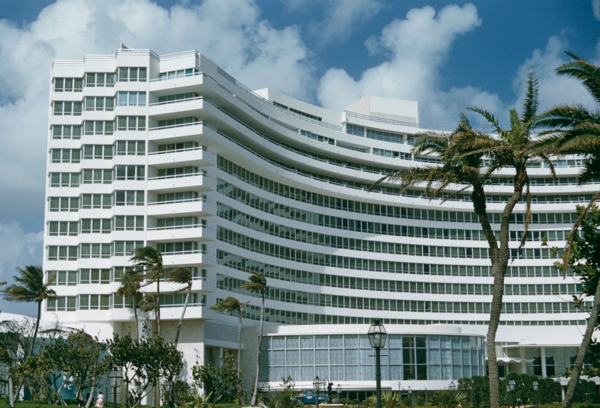 An exterior view of the Fontainebleau Miami Beach (aka Fontainebleau Hotel), Miami Beach, Florida, USA, circa 1960. The con man who impersonated Saudi Prince Khalid was working on a bid for a portion of the Fountainebleau before his arrest last year. (Photo by Archive Photos/Getty Images)