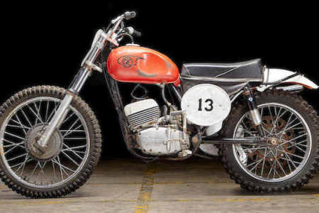 The 1967 CZ 250 which was ridden by Paul Newman in the film "Sometimes a Great Notion." (Bonhams)
