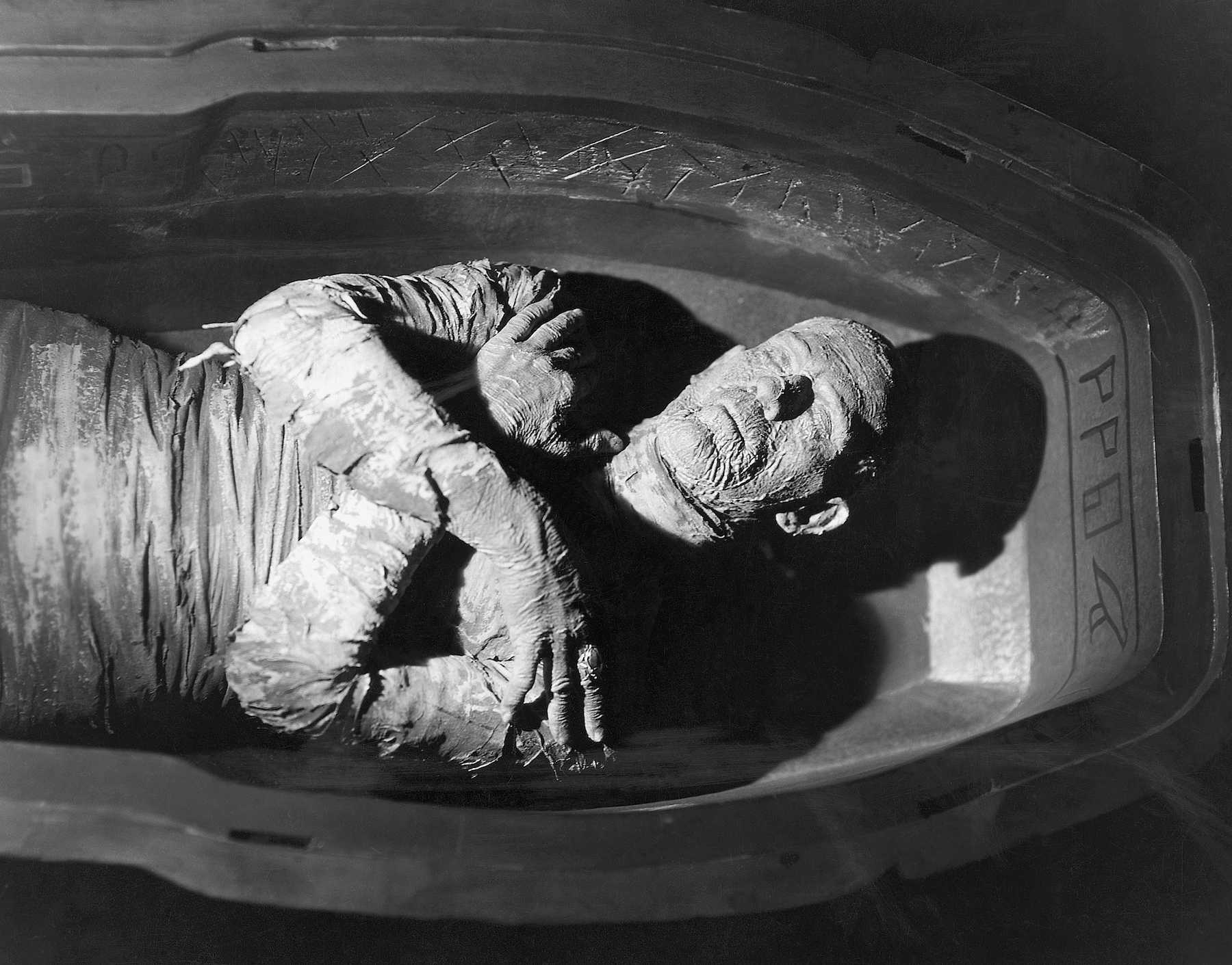 Boris Karloff in the 1932 motion picture The Mummy. A poster from "The Mummy" may fetch more than $1 million at auction this month. Photo by Bettmann / Contributor / Getty Images