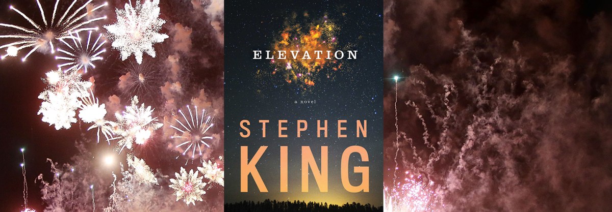 The cover of Stephen King's latest book in front of fireworks, an integral component to the book's plot. Photo illustration by RCL. (Getty)