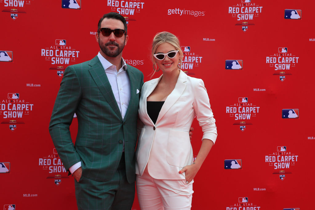 WASHINGTON, DC - JULY 17: Justin Verlander #35 of the Houston Astros and the American League and wife Kate Upton attend the 89th MLB All-Star Game, presented by MasterCard red carpet at Nationals Park on July 17, 2018 in Washington, DC. (Photo by Mike Lawrie/Getty Images)