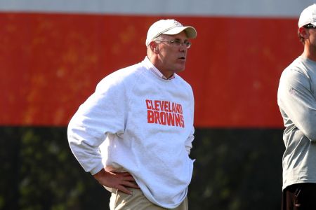 BEREA, OH - AUGUST 12: Cleveland Browns general manager John Dorsey watches drills during the Cleveland Browns Training Camp on August 12, 2018, at the at the Cleveland Browns Training Facility in Berea, Ohio. (Photo by Frank Jansky/Icon Sportswire via Getty Images)