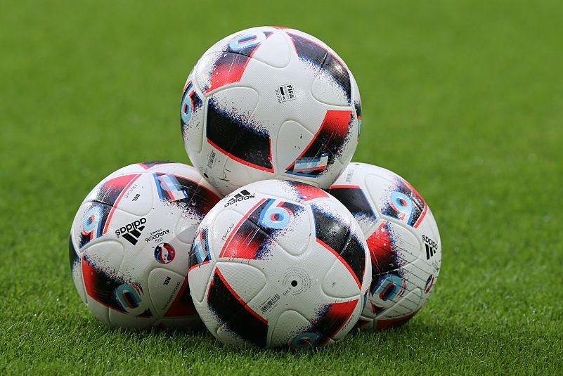 Soccer balls at a UEFA EURO 2016 quarter final match. (VI Images via Getty Images)