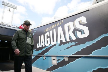 JACKSONVILLE, FL - NOVEMBER 12:  Jacksonville Jaguars executive VP of football operations, Tom Coughlin walks to the field prior to the start of their game against the Los Angeles Chargers at EverBank Field on November 12, 2017 in Jacksonville, Florida.  (Photo by Logan Bowles/Getty Images)