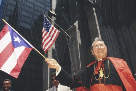 Cardinal John O'Connor in front of Saint Patrick's Cathedral during the Puerto Rican Day Parade. (Mark Peterson/Corbis via Getty Images)