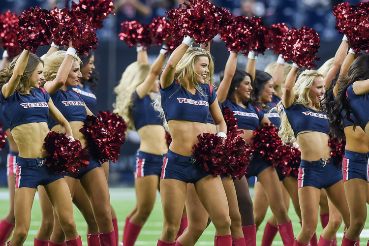 HOUSTON, TX - OCTOBER 25: Houston Texans cheerleaders perform before the football game between the Miami Dolphins and Houston Texans on October 25, 2018 at NRG Stadium in Houston, Texas. The Texans defeated Miami 42-23. (Photo by Daniel Dunn/Icon Sportswire via Getty Images)