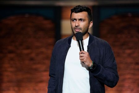 Comedian Nimesh Patel performs on July 17, 2018, on Late Night With Seth meyers (Photo by: Lloyd Bishop/NBC/NBCU Photo Bank via Getty Images)