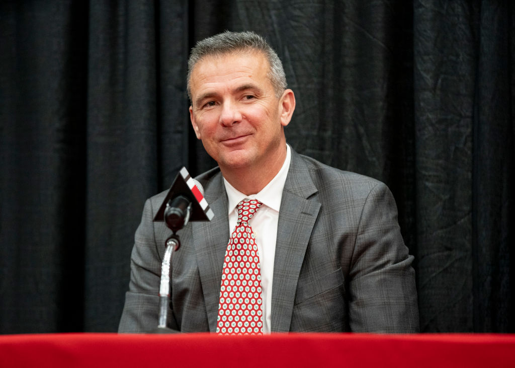COLUMBUS, OH - DECEMBER 04: Head football coach Urban Meyer reacts to a question from a member of the media during the Urban Meyer Retirement Press Conference held at Fawcett Center in Columbus, Ohio on December 4, 2018. (Photo by Jason Mowry/Icon Sportswire via Getty Images)
