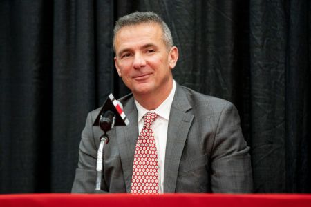 COLUMBUS, OH - DECEMBER 04: Head football coach Urban Meyer reacts to a question from a member of the media during the Urban Meyer Retirement Press Conference held at Fawcett Center in Columbus, Ohio on December 4, 2018. (Photo by Jason Mowry/Icon Sportswire via Getty Images)
