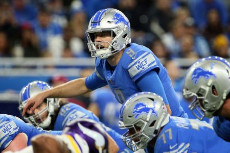 Detroit Lions quarterback Matthew Stafford (9) calls a play during the first half of an NFL football game against the Minnesota Vikings in Detroit, Michigan USA, on Sunday, December 23, 2018. (Photo by Amy Lemus/NurPhoto via Getty Images)
