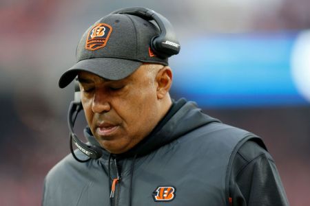 Head coach Marvin Lewis of the Cincinnati Bengals walks on the sideline during the game against the Cleveland Browns at FirstEnergy Stadium on December 23, 2018 in Cleveland, Ohio. (Photo by Kirk Irwin/Getty Images)